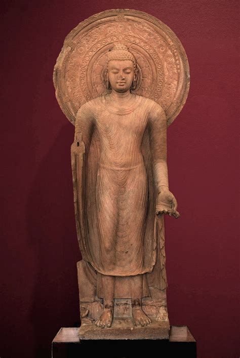 Standing Buddha 5th Century Ce Sandstone Installed By Buddhist Monk