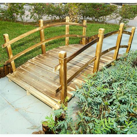 Yatai Solid Wood Garden Bridge Classic Wooden Arch With Safety Rails