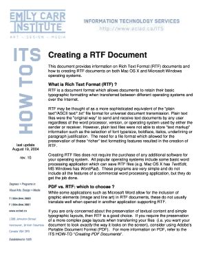 Fillable Online Creating A RTF Document Fax Email Print PdfFiller