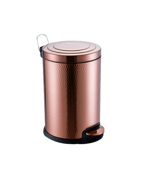 Royal Homeware L Soft Close Dotted Dustbin With Pedal Lid Rose Gold