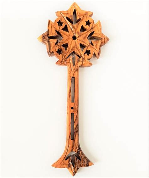 Hand Held Blessing Cross Carved Olive Wood Wood Cross Jerusalem Holy