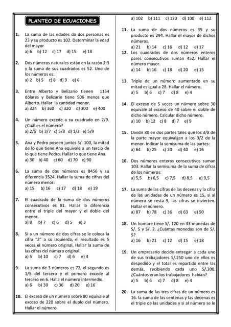 Raz Mat Planteo De Ecuaciones Lenin Mirez Ruiz UDocz