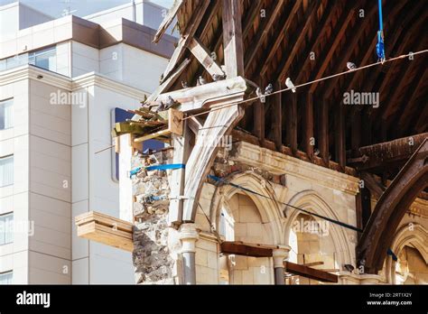 The Christchurch Cathedral In Ruins And Decaying After The 2011