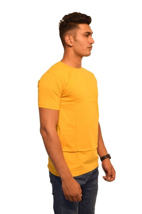 Multicolor Gsm Plain Biowash T Shirt Neck Type Round Half