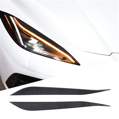 Tinki Soft Real Carbon Fiber Front Headlight Eyebrow Panel Trim Decal