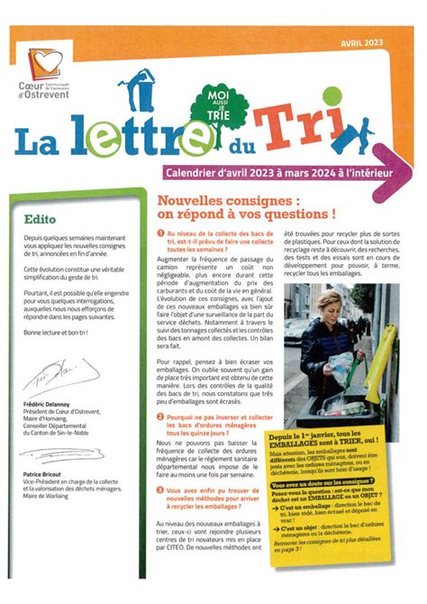 Calendrier De Collecte Des D Chets Lettre Du Tri Mairie De Lewarde