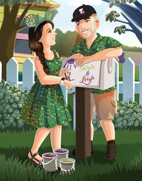 Carl And Ellie Couple Portrait With Mailbox Digital File Etsy