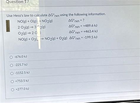 Solved Use Hesss Law To Calculate Δg∘rxn Using The