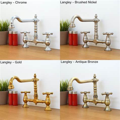 Enki Traditional Victorian Kitchen Sink Mixer Monobloc Tap Brass Bronze