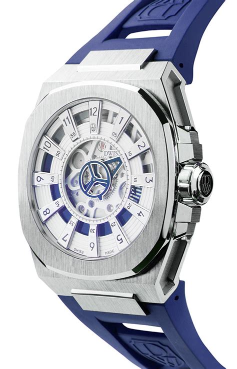 Dwiss M3s Automatic Swiss Made Watch With Mysterious Hours White Blue