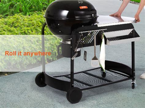 VEVOR 21 inch Kettle Charcoal Grill BBQ Portable Grill with Cart ... 