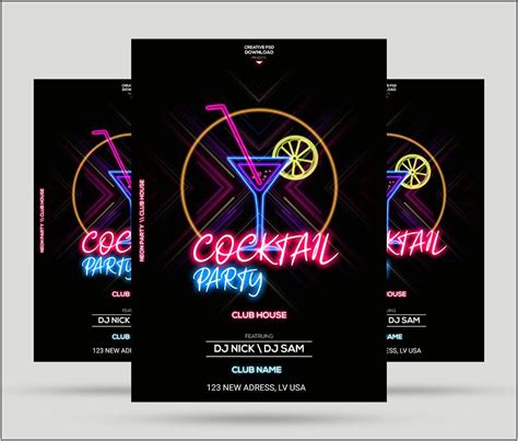 Neon Light Party Flyer Download Template Templates Resume Designs Bnv49o7qgk