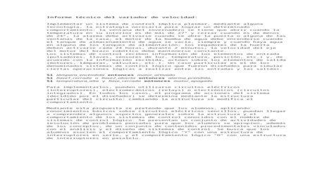 Informe técnico del variador de velocidad DOCX Document