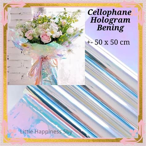 Jual Murah Kertas Wrapping Cellophane Hologram Bening Buket Bunga