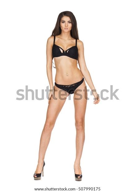 Full Portrait Sexy Brunette Womman Black Stock Photo 507990175 Shutterstock