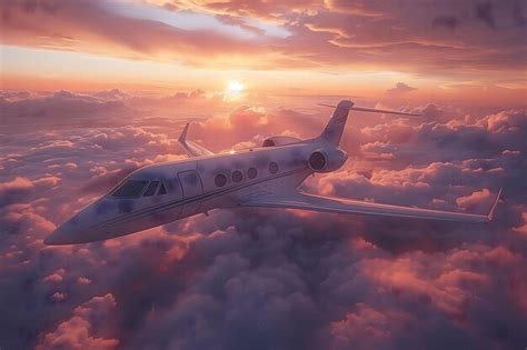 Premium Photo | Small Plane Flying Above Clouds at Sunset