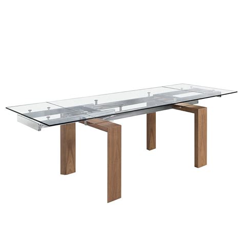 Angel Cerda Table Manger Extensible En Verre Tremp Et Bois De Noyer