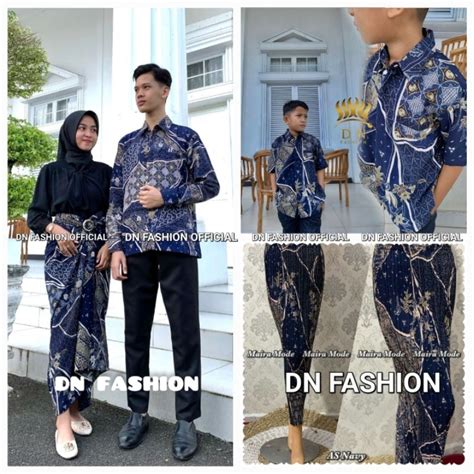 Jual MOTIF AS NAVY BATIK COUPLE KELUARGA COUPLE KEMEJA BATIK KEMEJA