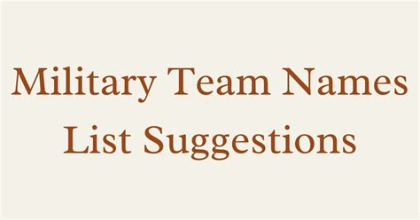 Military Team Names List Suggestions Best Generator