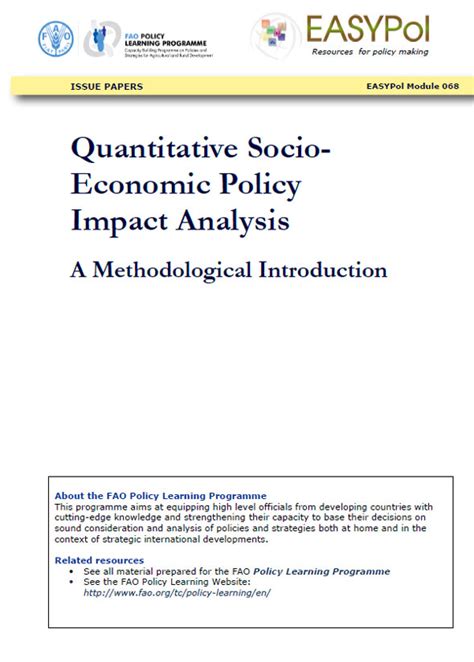 Quantitative Socio Economic Policy Impact Analysis A Methodological