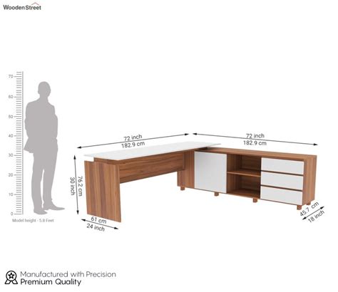 Buy Nexora L Shape Modular Office Table With Three Drawers Exotic Teak