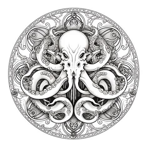 Mysterious Kraken Adult Coloring Coloring Page