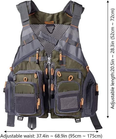 The Back View Of A Fishing Vest With Multiple Pockets And Zippers On