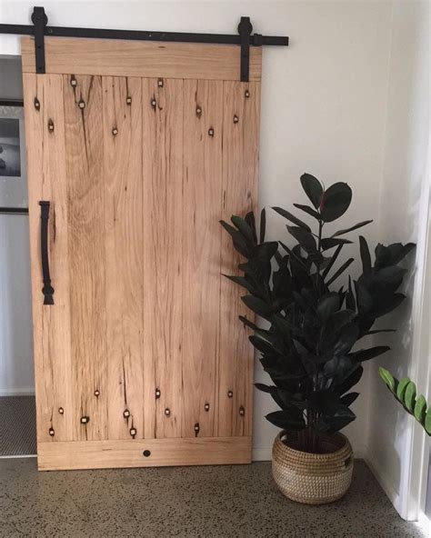 Large Recycled Hardwood Timber Barn Slider Door Into Pantry With Black