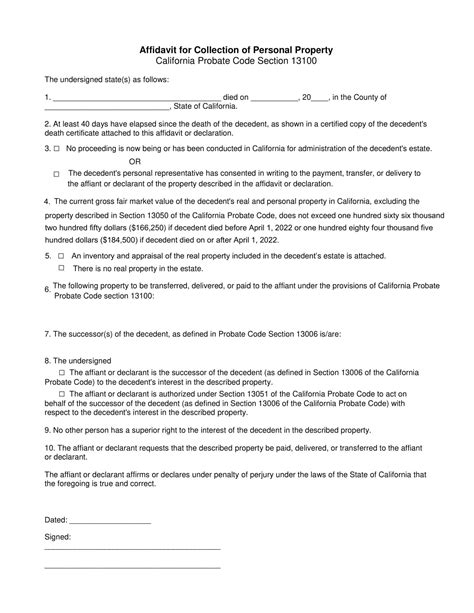 Free Printable Small Estate Affidavit Templates PDF Word Example