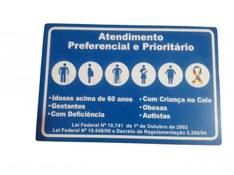 Placa Atendimento Preferencial e Prioritário 30x20 Ps MadeiraMadeira