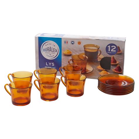 Duralex Lys Amber Tea Cup And Saucer Set Of 6