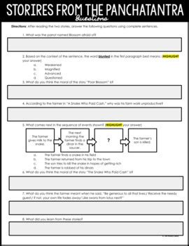 Stories From The Panchatantra Primary Source Reading Distance Learning