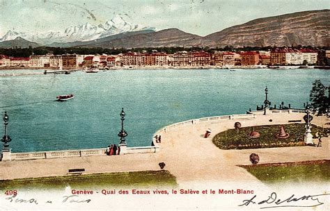 Genève Genève Quai des Eaux vives le Salève et le Mont Blanc