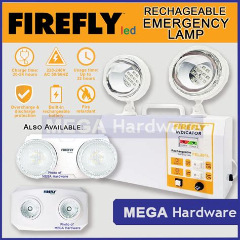 Firefly Led Rechargeable Emergency Light Lamp Dual Optic Twin Head