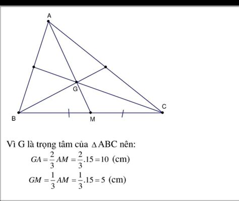 Cho tam giác ABC có G là trọng tâm và đường trung tuyến AM có độ dài