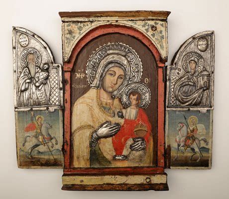 Бойко Борисов дари на НИМ посребрен триптих на Света Богородица с ...