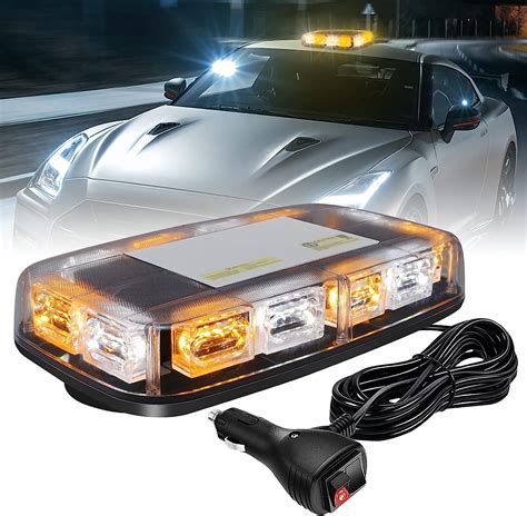 Oppbuy Amber White Led Roof Top Strobe Lights Flashing Modes Warning