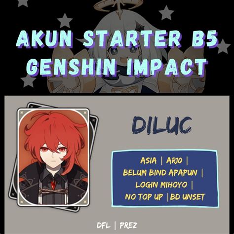 Jual Akun Starter Diluc Asia Genshin Genshin Impact VCGamers