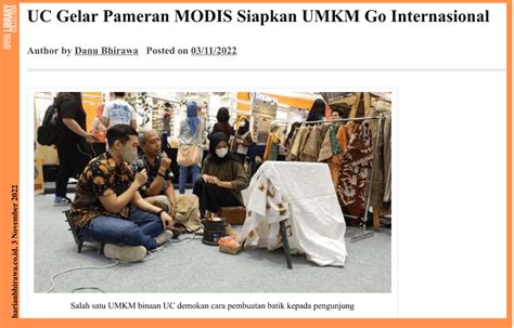 UC Gelar Pameran MODIS Siapkan UMKM Go Internasional Harianbhirawa Co