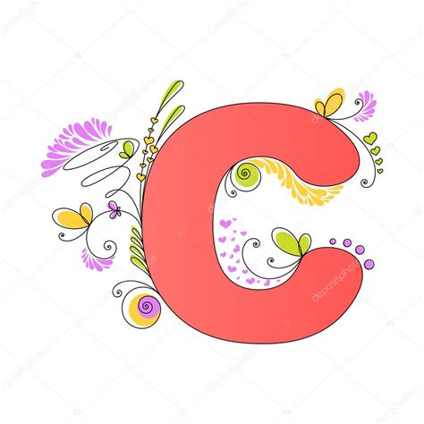 Colorful Floral Alphabet Letter C — Stock Vector © Megapixelina 10497610