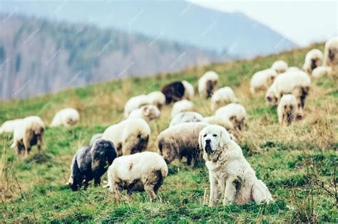 Premium Photo Polish Tatra Sheepdog Guards Sheep In Tatra Mountains