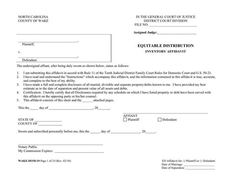 Equitable Distribution Inventory Affidavit Fill And Sign Online With