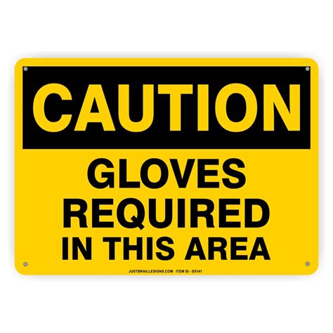 Gloves Required Caution Safety Sign