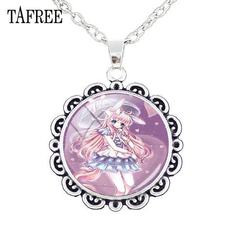 Tafree Fashion Cartoon Anime Girl Pendant Necklace Vintage Silver Color