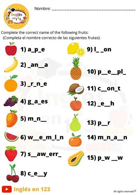 The Fruits And Vegetables Worksheet Is Shown With Numbers To Be Written