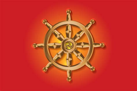 Golden Dharma Wheel Buddhism Sacred Symbol Dharmachakra Vector