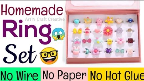 Dly Ring Without Wire🌈😛 Homemade Cute Ring Set At Homehomemade Diy Rings Without Wire Diy