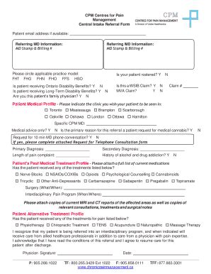 Fillable Online Chronicpainmanagement Cpm Referral Form Cpm Centres