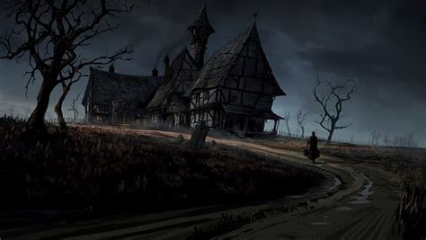 HD wallpaper: art, Dark, Gothic, haunted, horror, house, rain, storm ...