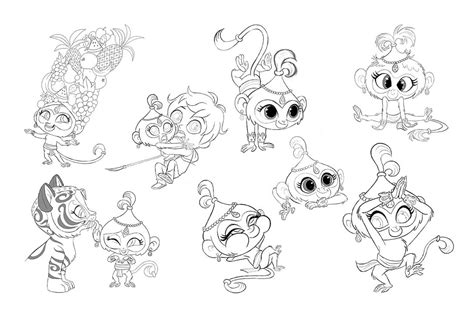 Cute Animals From Shimmer And Shine Coloring Page Download Print Or